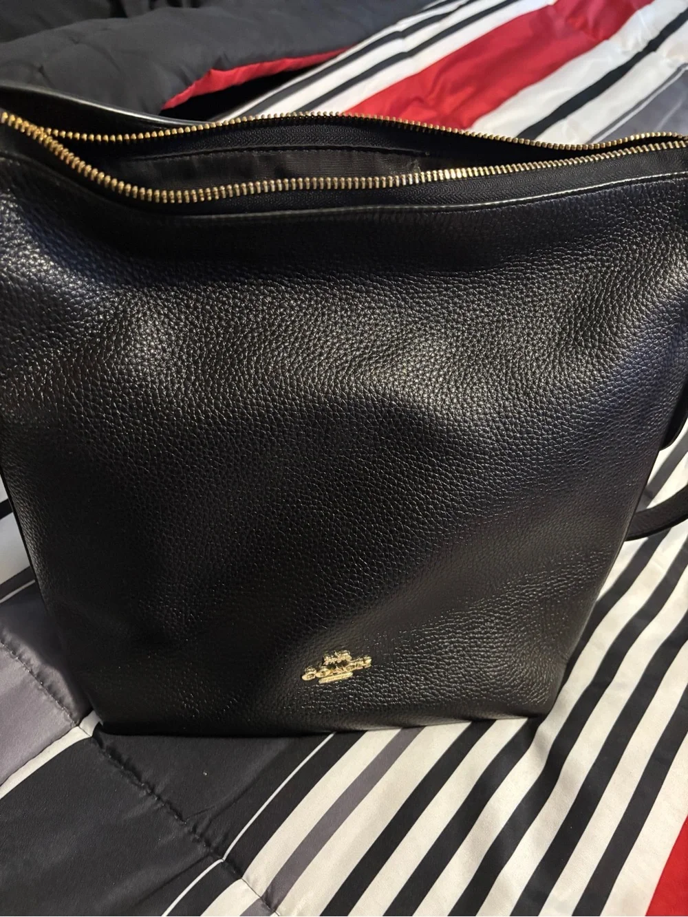 Coach Black Pebbled Leather Tote with Matching Wallet